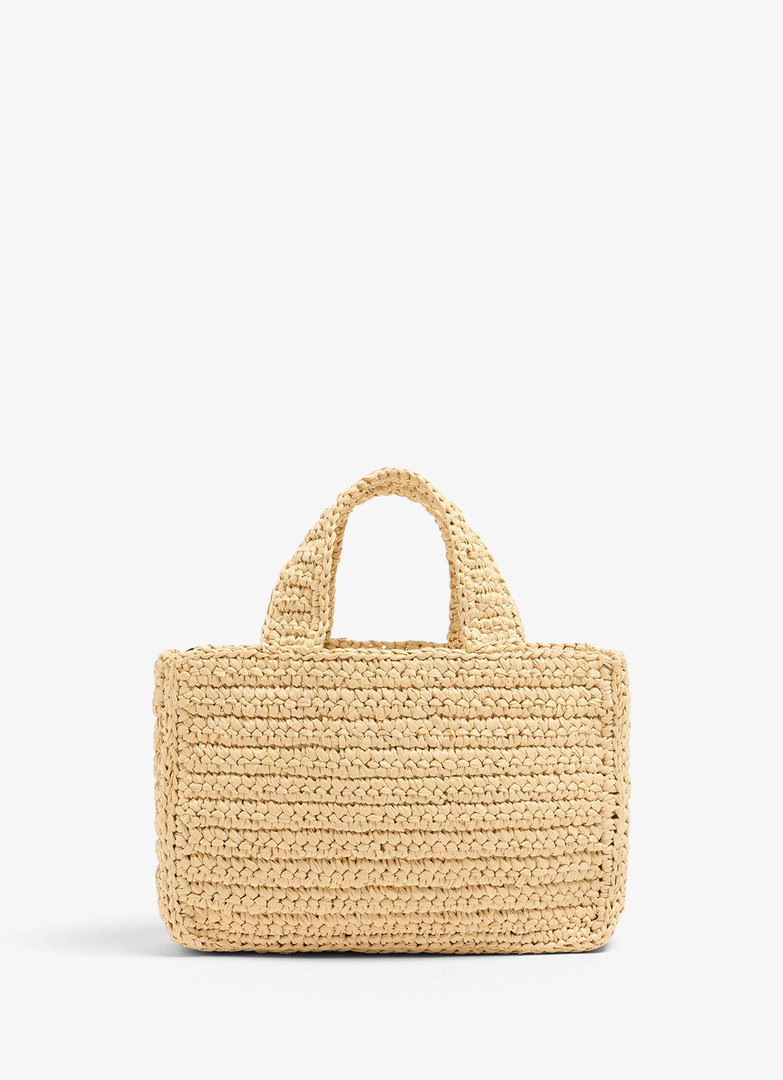 Valentino Garavani Shopper van raffia - achterkant beige