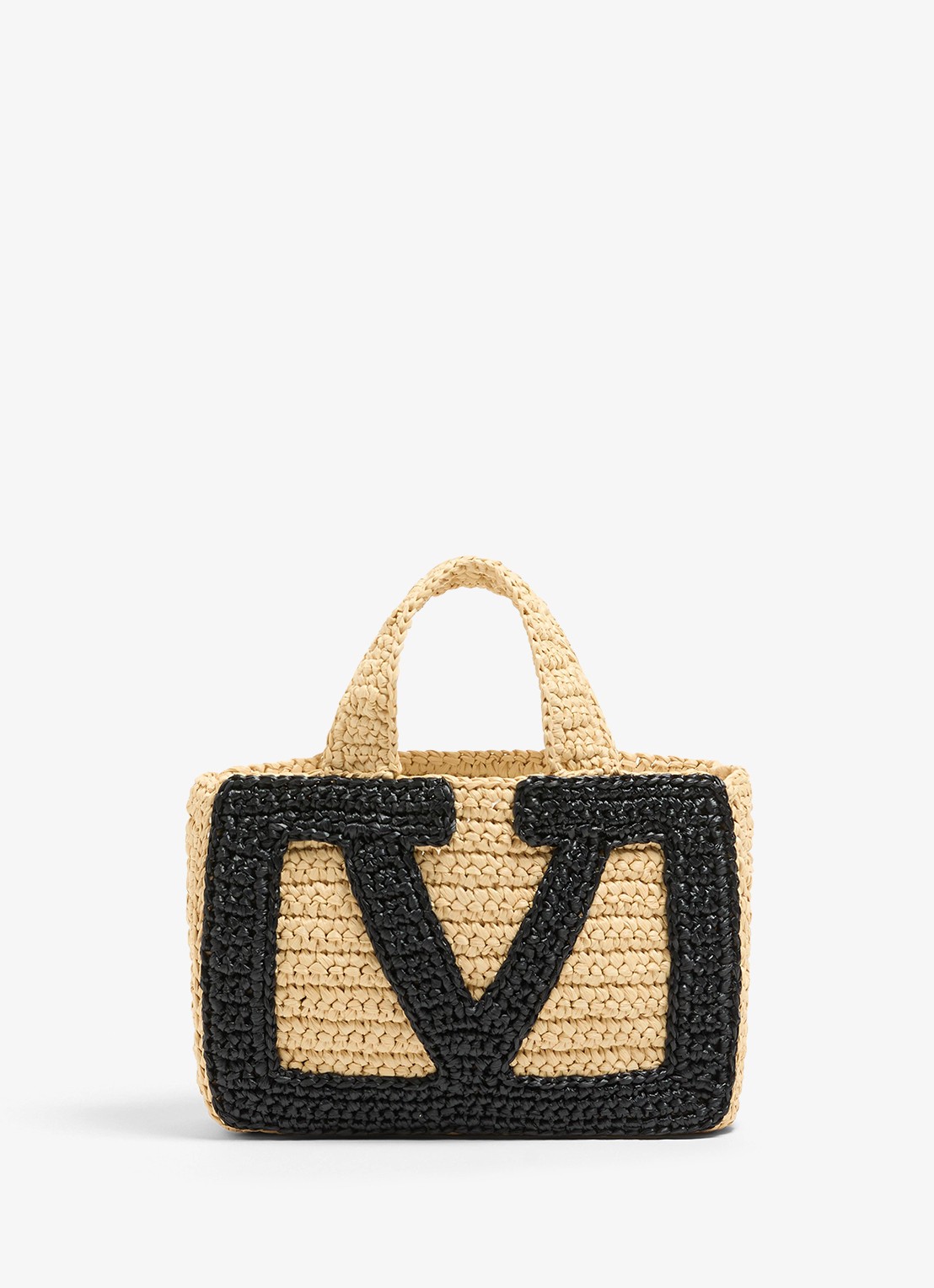 Valentino Garavani Shopper van raffia - voorkant 2 beige