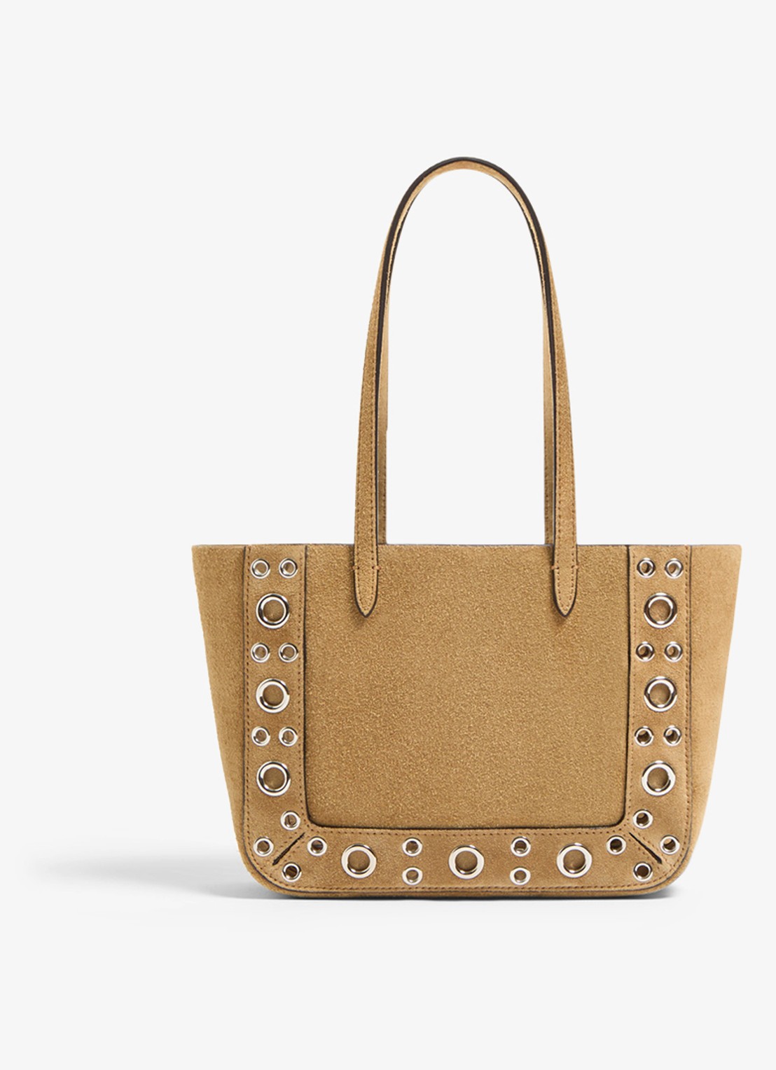 Valentino Garavani Shopper van suède met studs - achterkant 3 beige