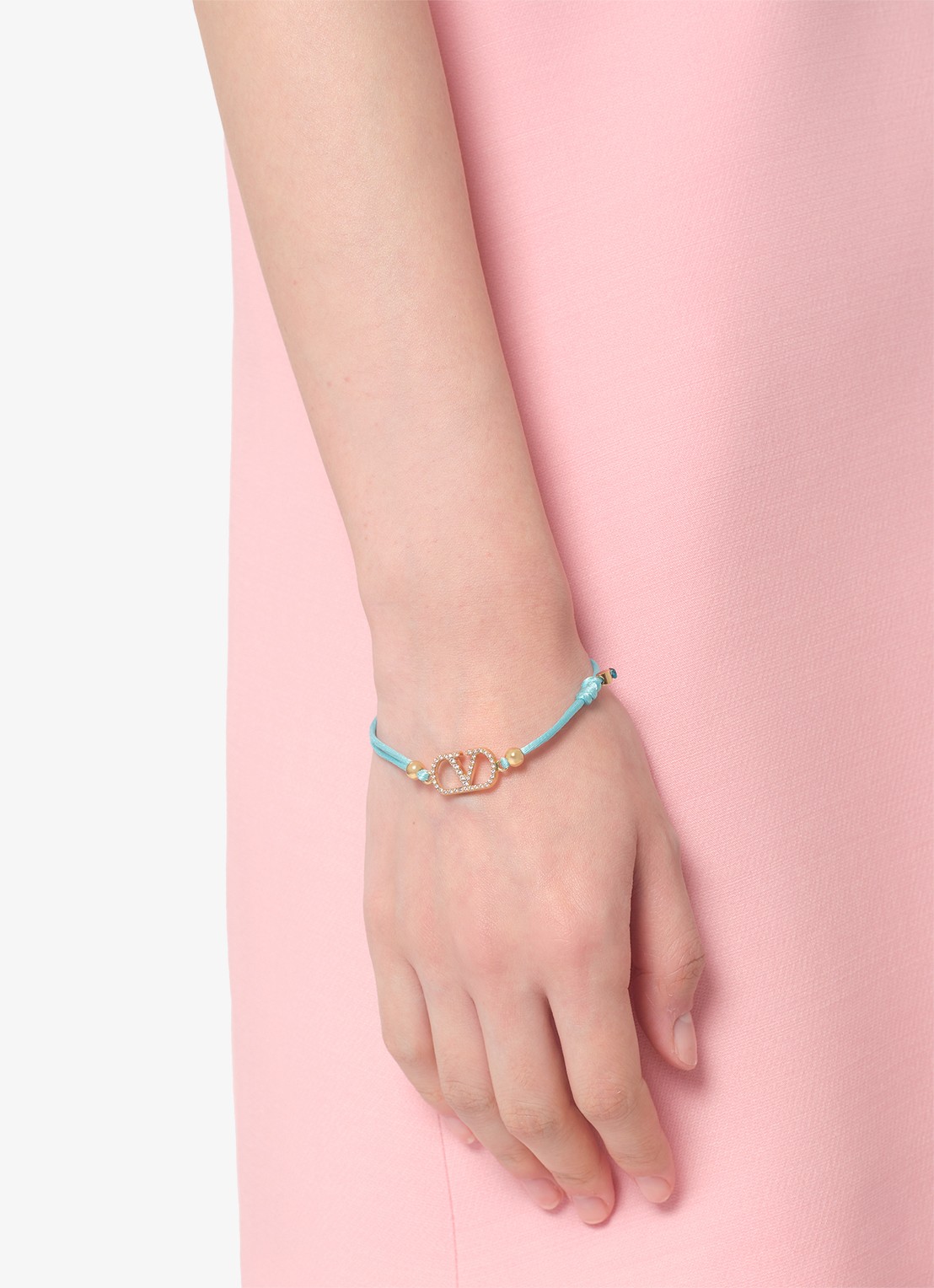 Valentino Garavani Signature armband met logo - voorkant 2 turquoise