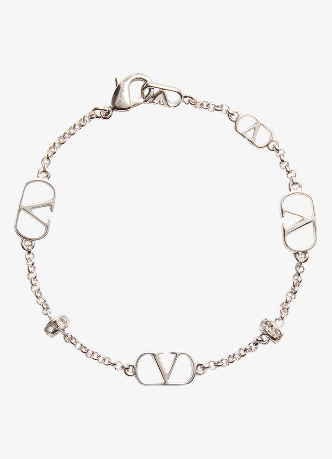 Valentino Garavani Signature armband met logo - voorkant zilver