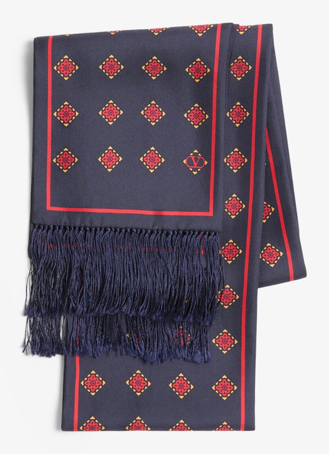 Valentino Garavani Sjaal van zijde 180 x 15 cm - detail donkerblauw