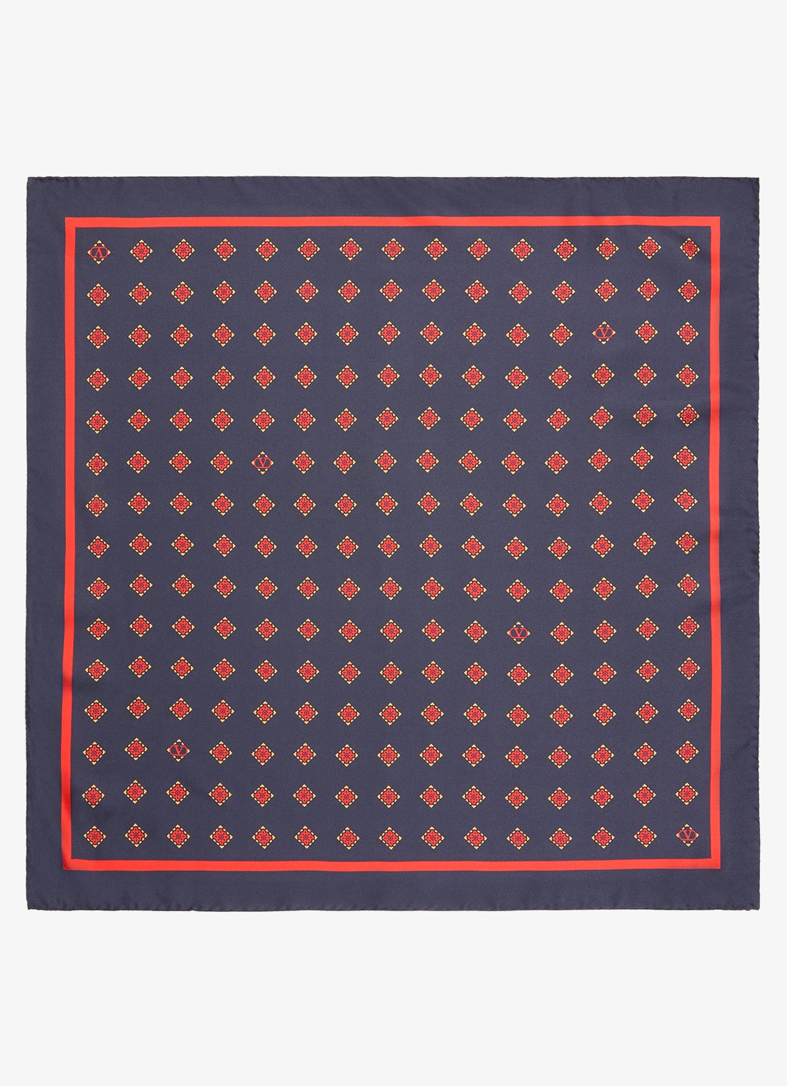 Valentino Garavani Sjaal van zijde met print 60 x 60 cm - detail 2 donkerblauw