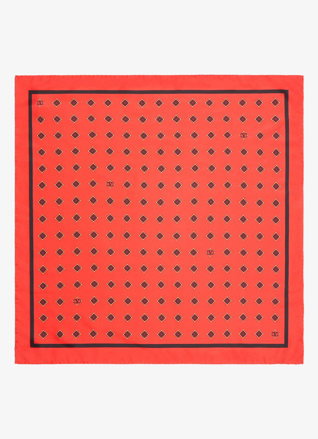 Valentino Garavani Sjaal van zijde met print 60 x 60 cm - detail rood