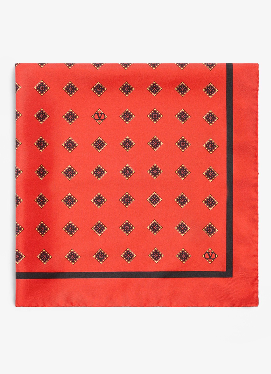 Valentino Garavani Sjaal van zijde met print 60 x 60 cm - voorkant 3 rood