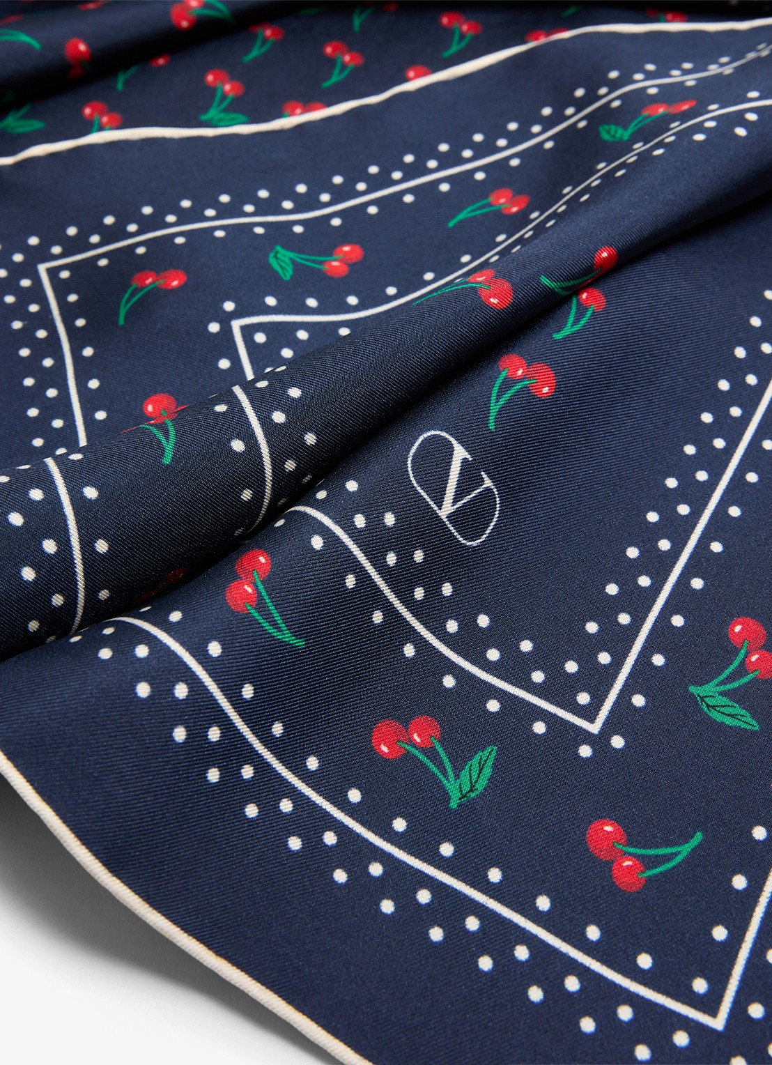 Valentino Garavani Sjaal van zijde met print 70 x 70 cm - detail donkerblauw