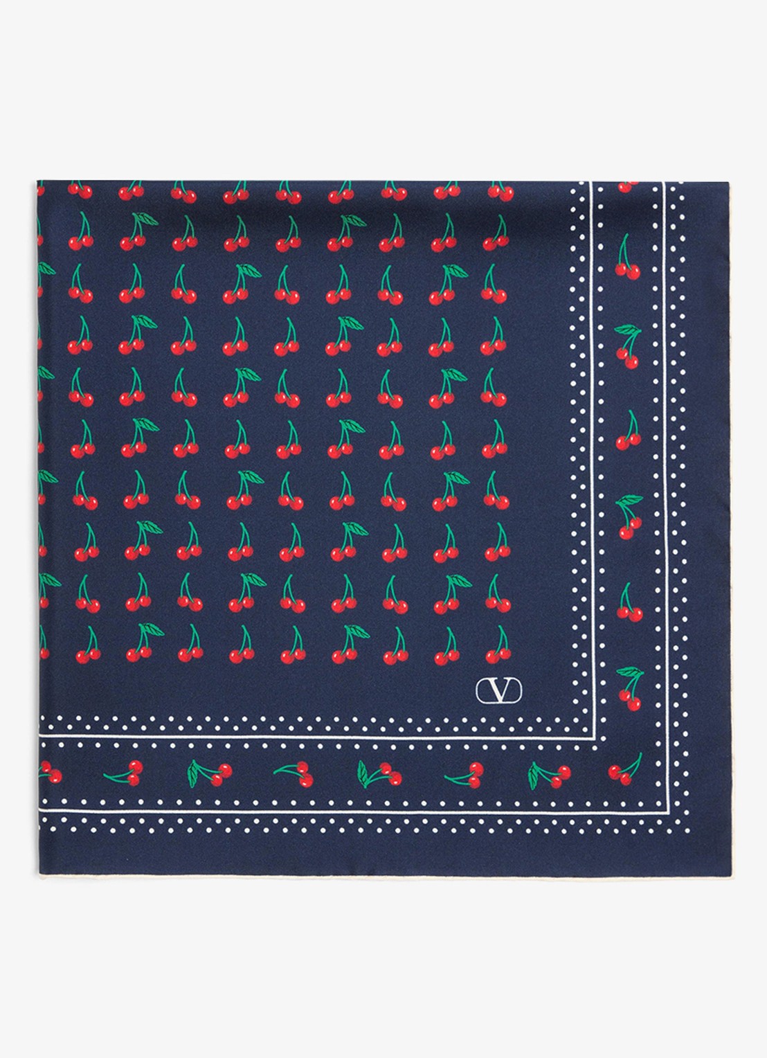 Valentino Garavani Sjaal van zijde met print 70 x 70 cm - voorkant 2 donkerblauw