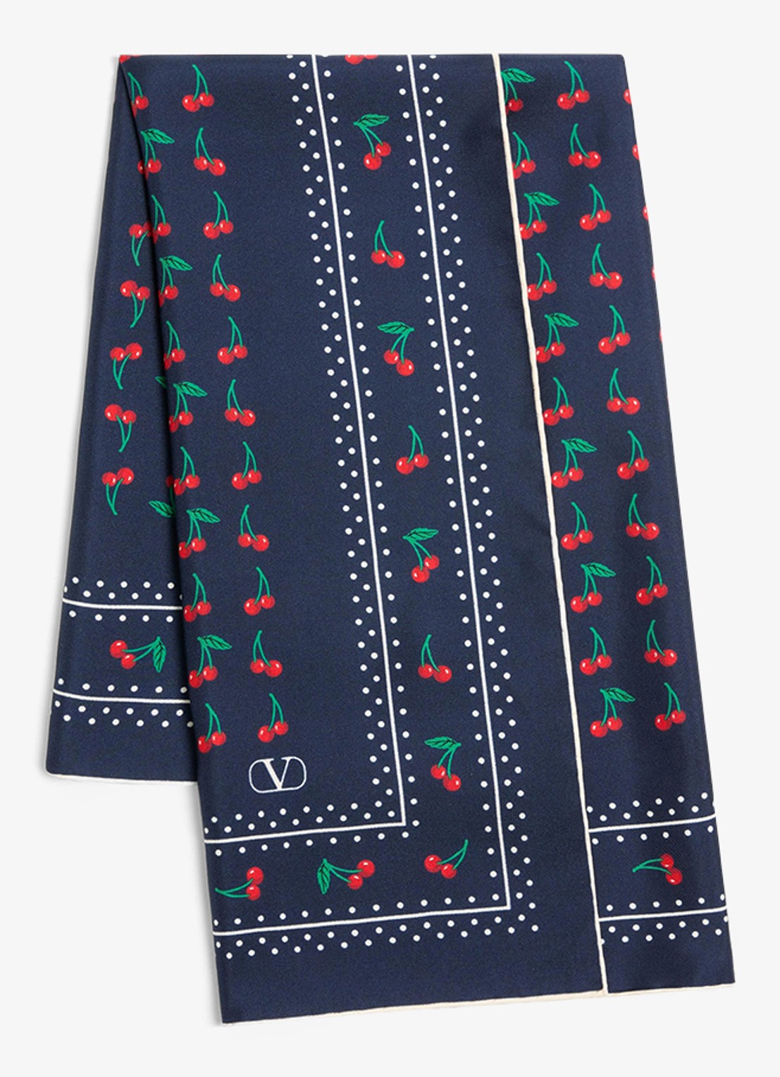 Valentino Garavani Sjaal van zijde met print 70 x 70 cm - voorkant 3 donkerblauw
