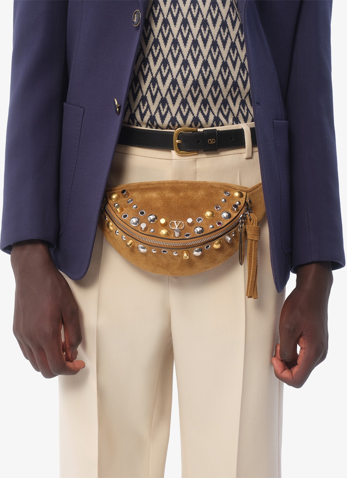 Valentino Garavani Slim fit colbert van scheerwol met opgestikte zakken - detail 4 donkerblauw