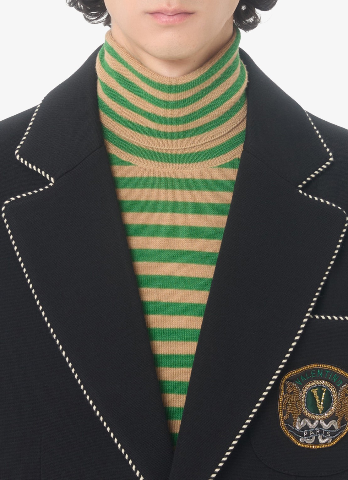Valentino Garavani Slim fit colbert van scheerwol met opgestikte zakken - detail 6 zwart