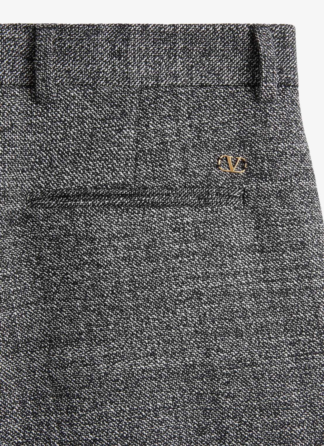 Valentino Garavani Slim fit pantalon van scheerwol met gemêleerd dessin - detail 6 grijsmele