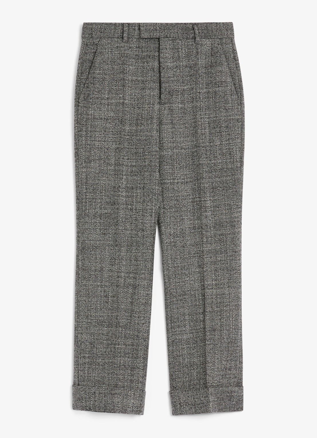 Valentino Garavani Slim fit pantalon van scheerwol met gemêleerd dessin - voorkant grijsmele