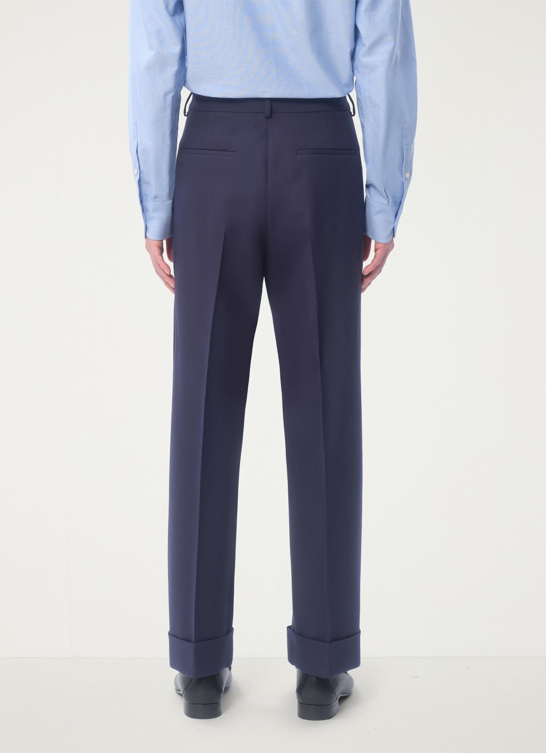 Valentino Garavani Slim fit pantalon van scheerwol met steekzakken - achterkant donkerblauw