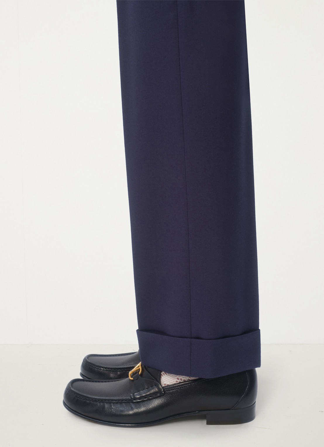 Valentino Garavani Slim fit pantalon van scheerwol met steekzakken - detail 4 donkerblauw