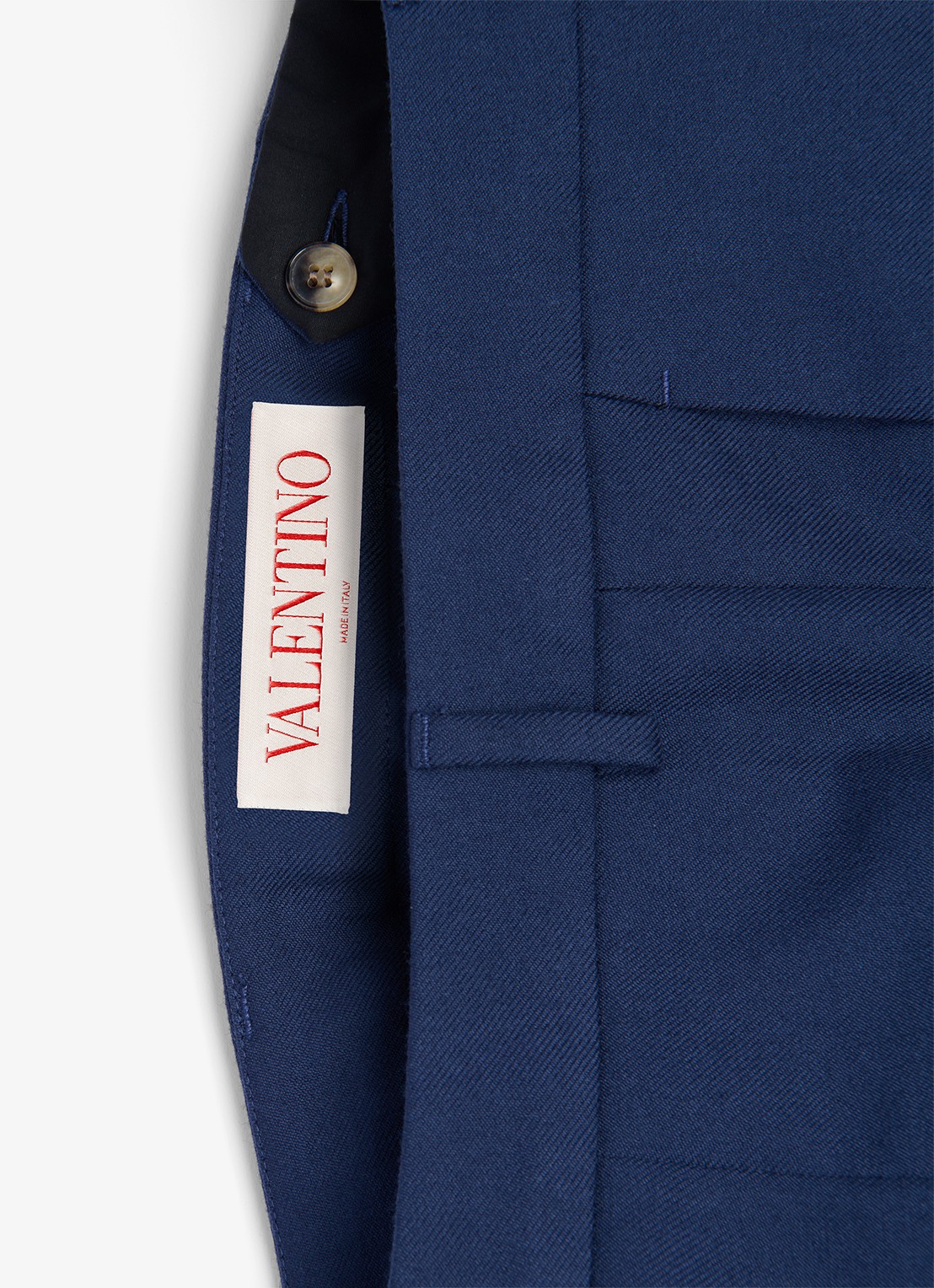 Valentino Garavani Slim fit pantalon van scheerwol met steekzakken - detail 6 donkerblauw