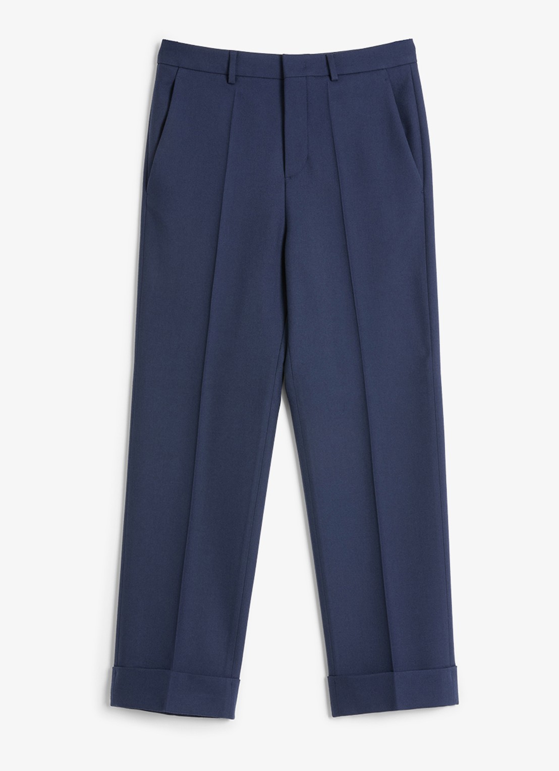 Valentino Garavani Slim fit pantalon van scheerwol met steekzakken - voorkant 7 donkerblauw