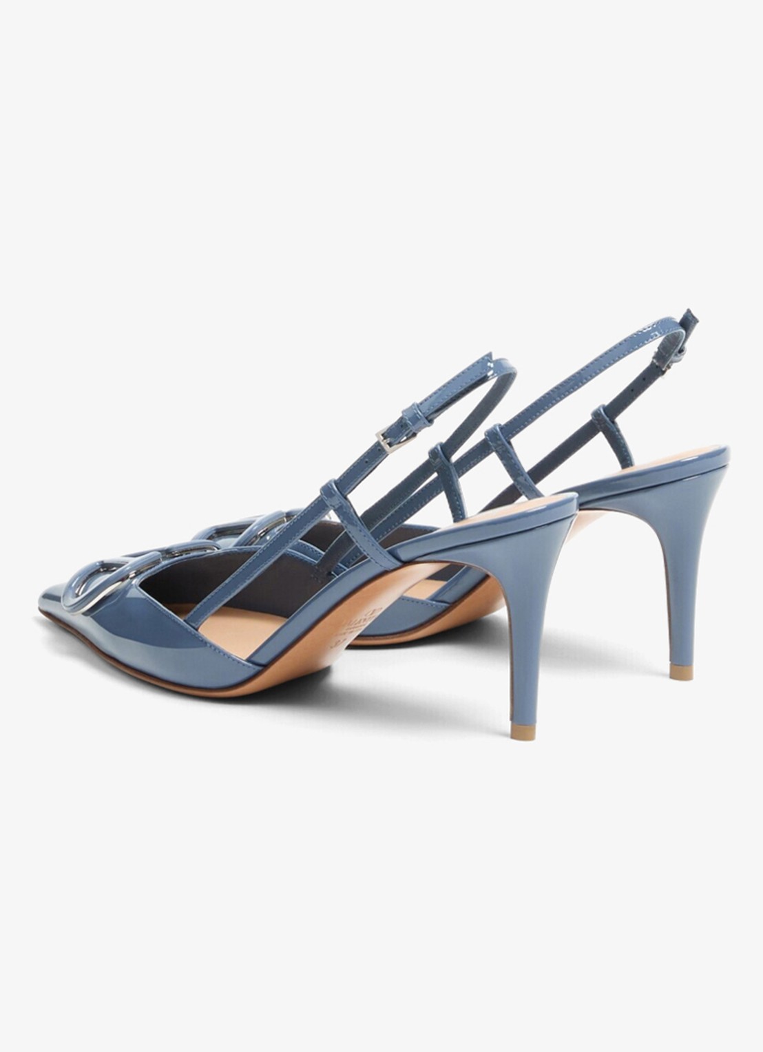 Valentino Garavani Slingback van kalfsleer met lakfinish - achterkant blauw