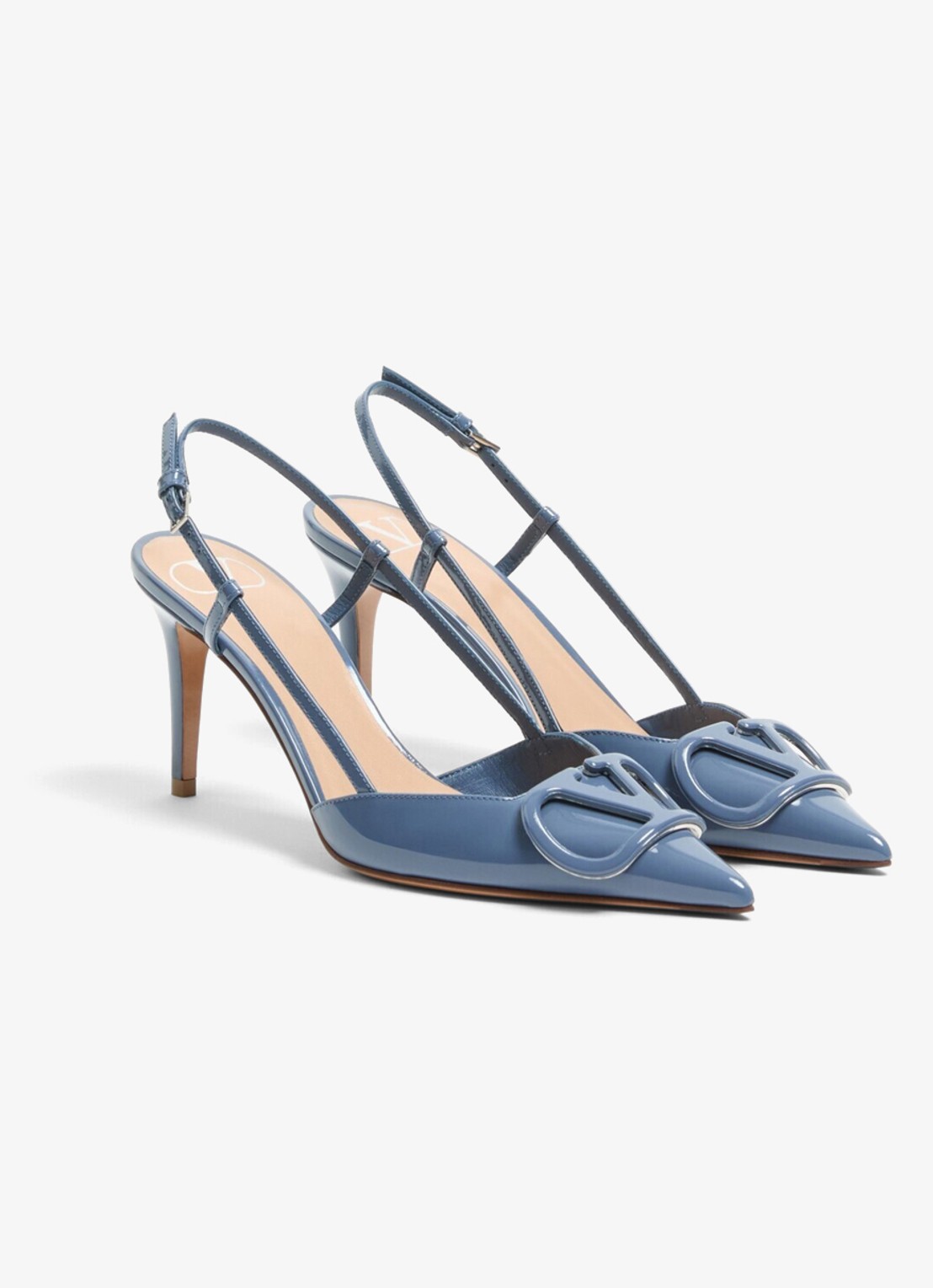 Valentino Garavani Slingback van kalfsleer met lakfinish - detail 2 blauw