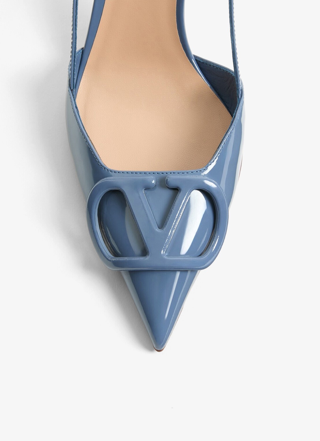 Valentino Garavani Slingback van kalfsleer met lakfinish - detail 4 blauw