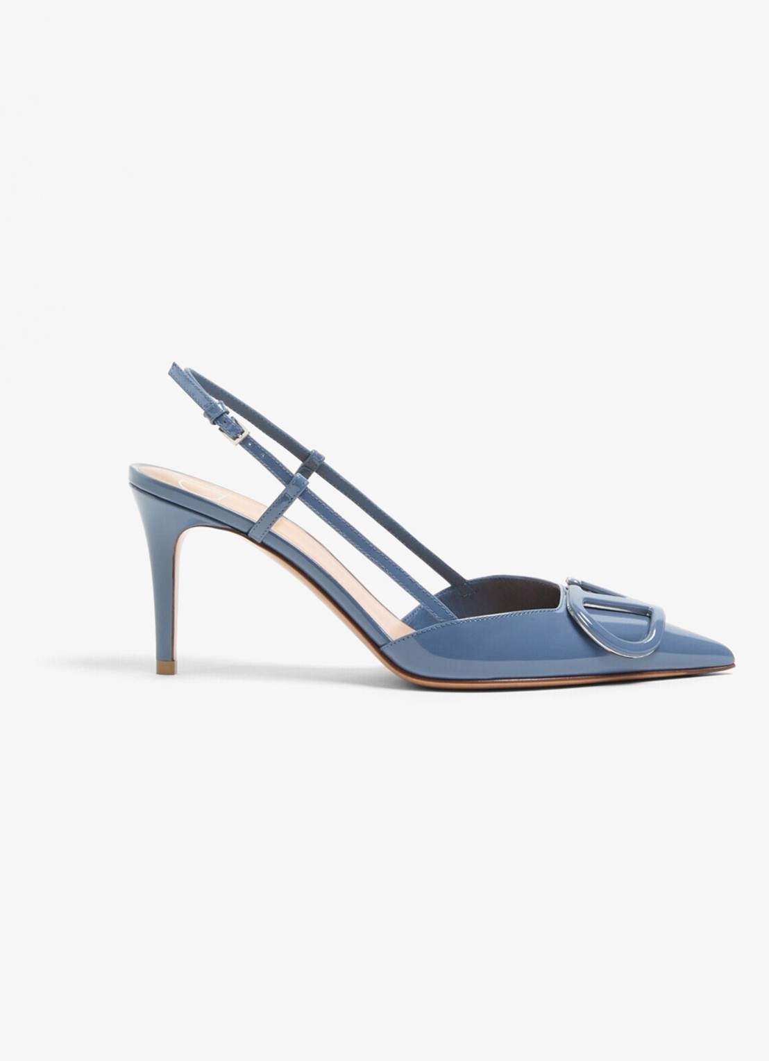 Valentino Garavani Slingback van kalfsleer met lakfinish - voorkant 6 blauw