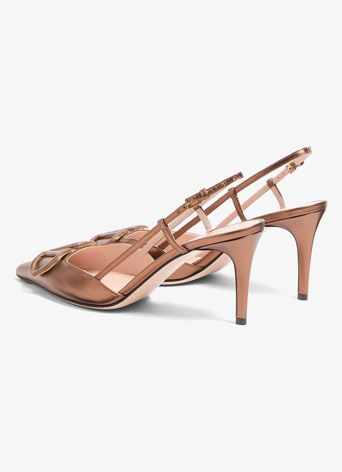 Valentino Garavani Slingback van schapenleer met metallic finish - achterkant metallic