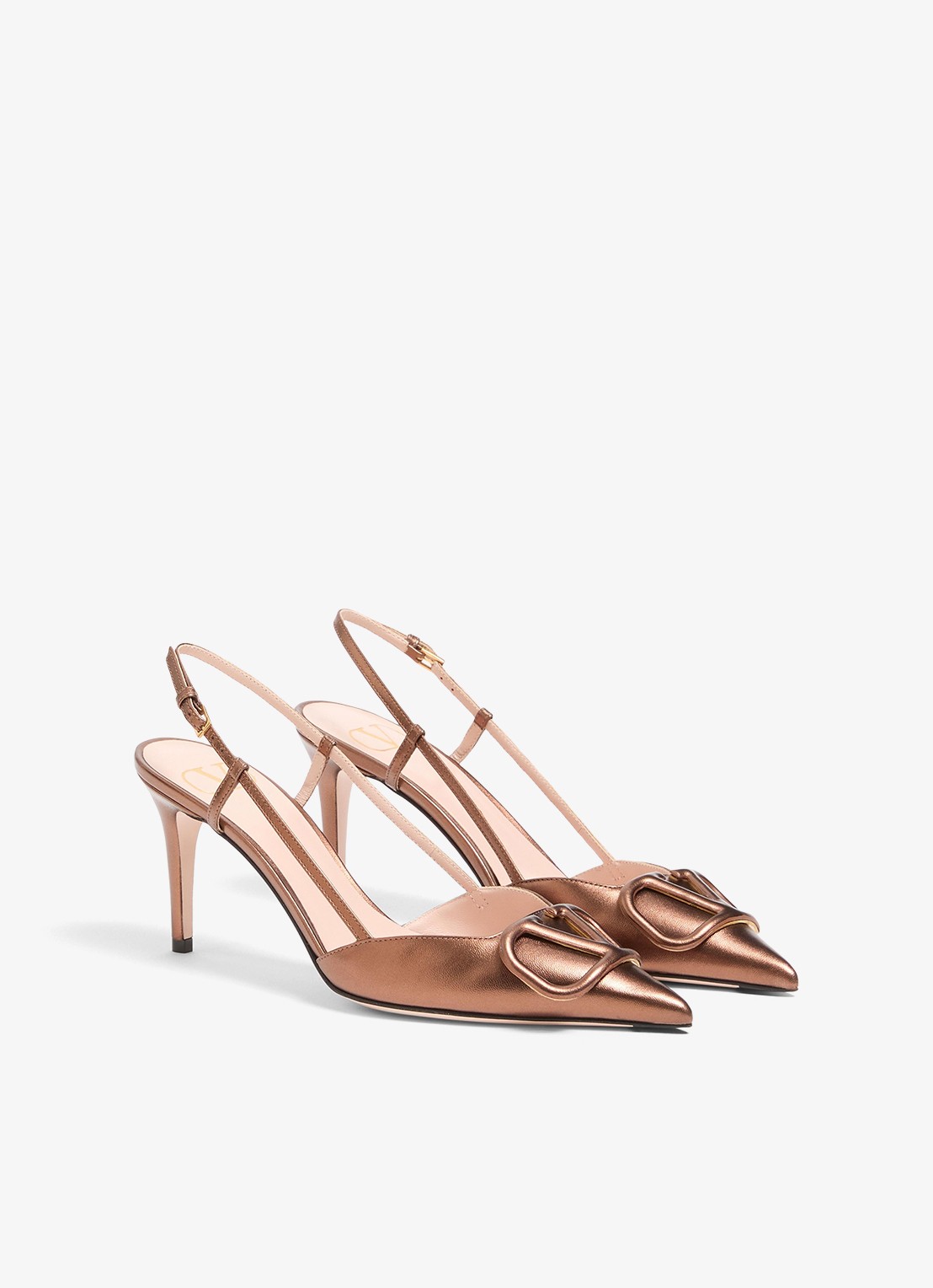 Valentino Garavani Slingback van schapenleer met metallic finish - detail 2 metallic