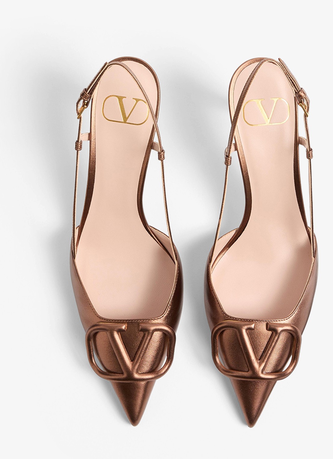 Valentino Garavani Slingback van schapenleer met metallic finish - detail 3 metallic