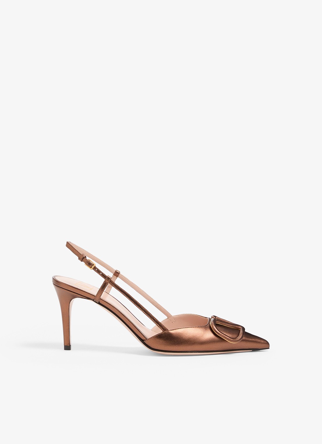 Valentino Garavani Slingback van schapenleer met metallic finish - voorkant 6 metallic