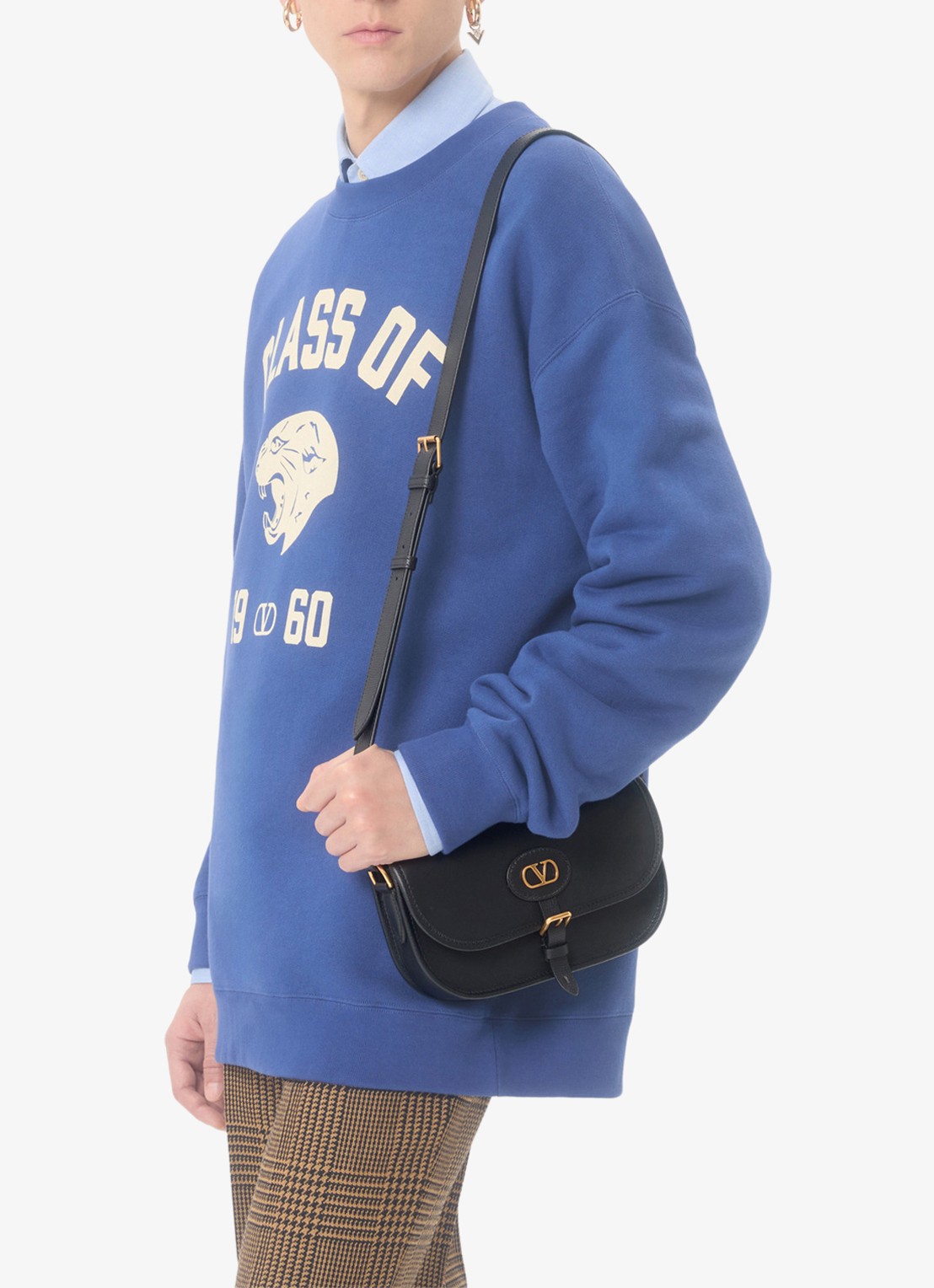 Valentino Garavani Small crossbodytas van kalfsleer - voorkant 2 zwart