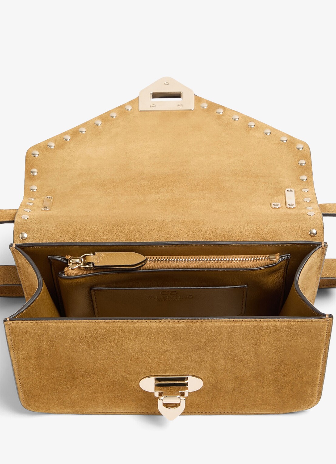 Valentino Garavani Small crossbodytas van lamssuède - detail 5 camel