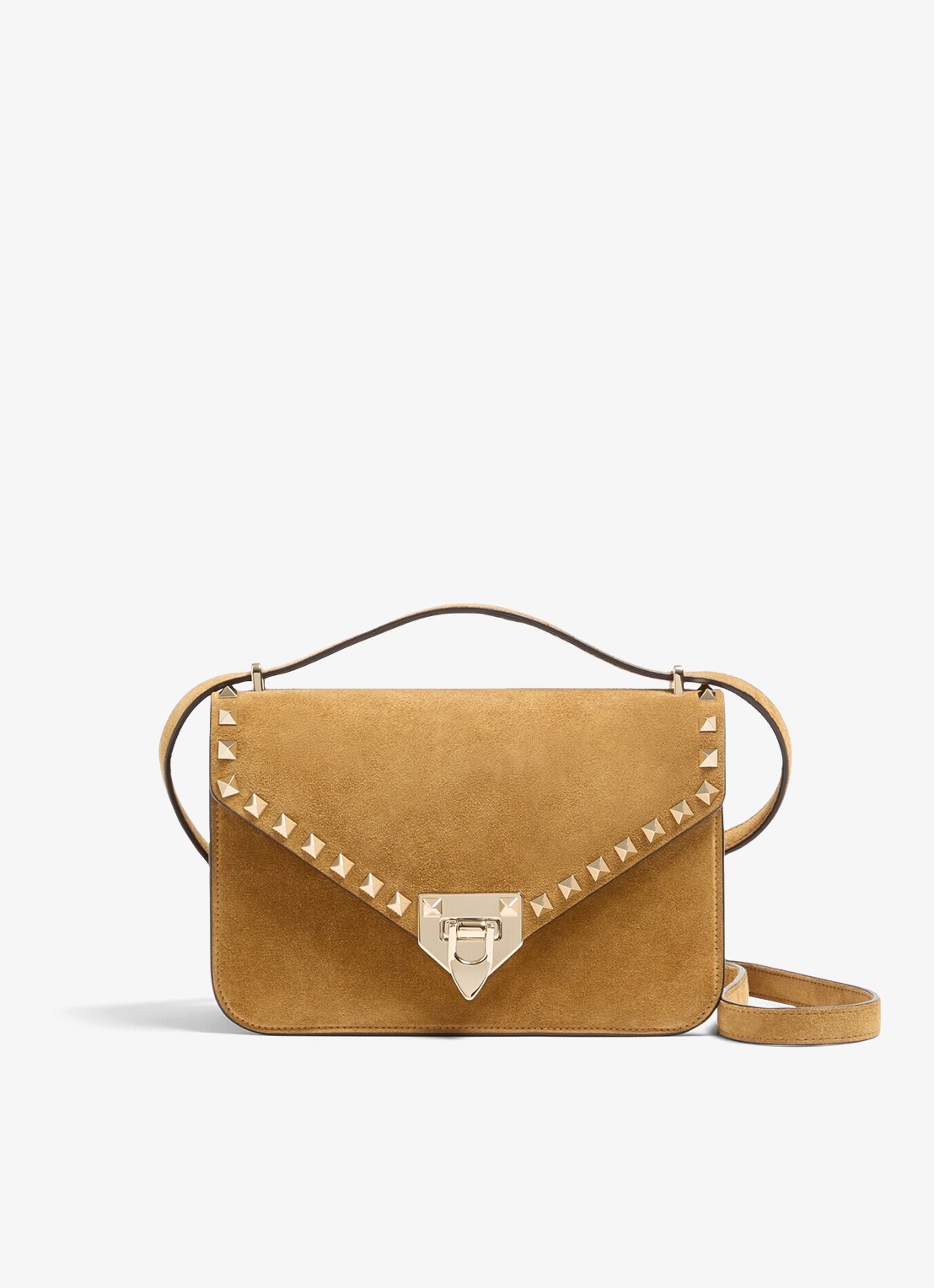 Valentino Garavani Small crossbodytas van lamssuède - voorkant camel