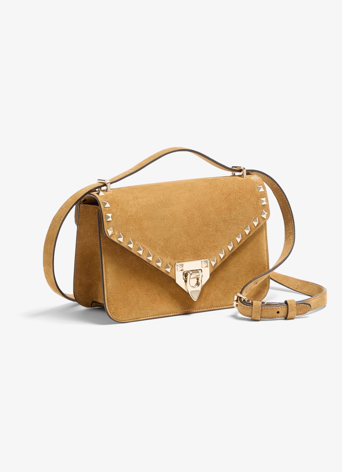 Valentino Garavani Small crossbodytas van lamssuède - voorkant 2 camel