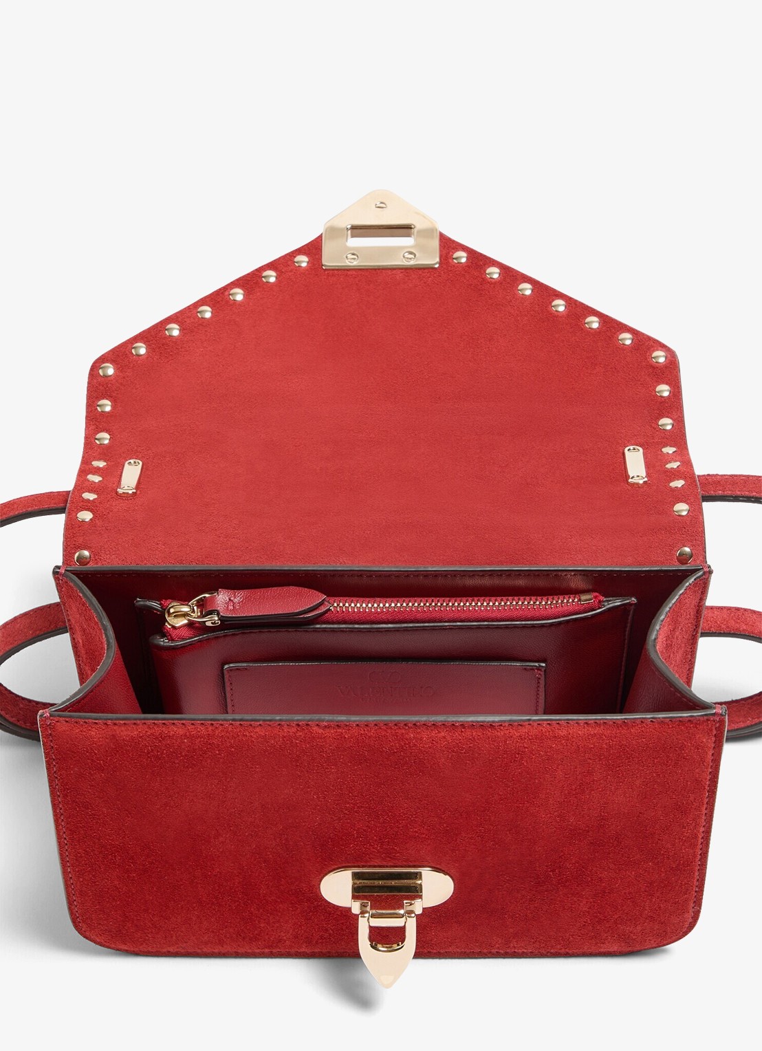 Valentino Garavani Small crossbodytas van lamssuède - detail 5 rood