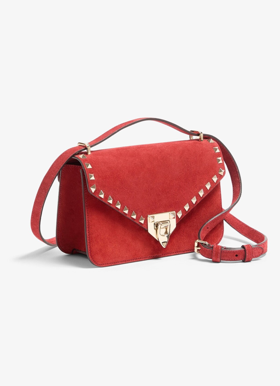 Valentino Garavani Small crossbodytas van lamssuède - voorkant 3 rood