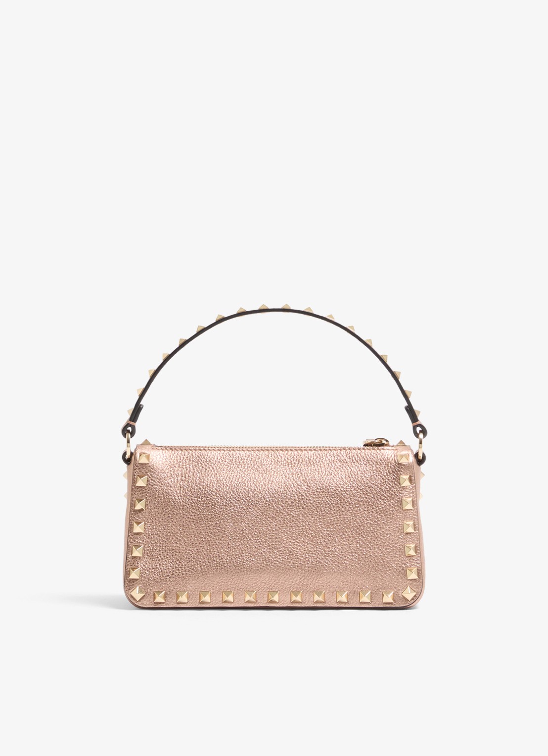Valentino Garavani Small handtas van kalfsleer met metallic finish en studs - achterkant 6 roze