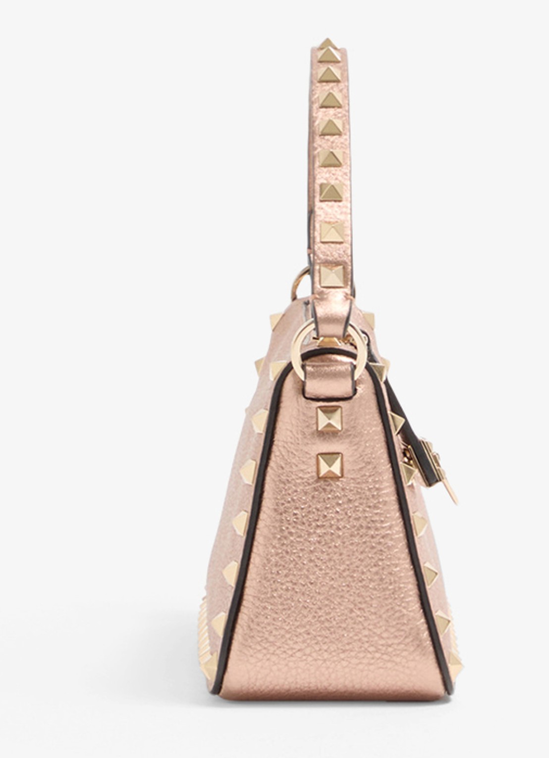 Valentino Garavani Small handtas van kalfsleer met metallic finish en studs - detail 3 roze