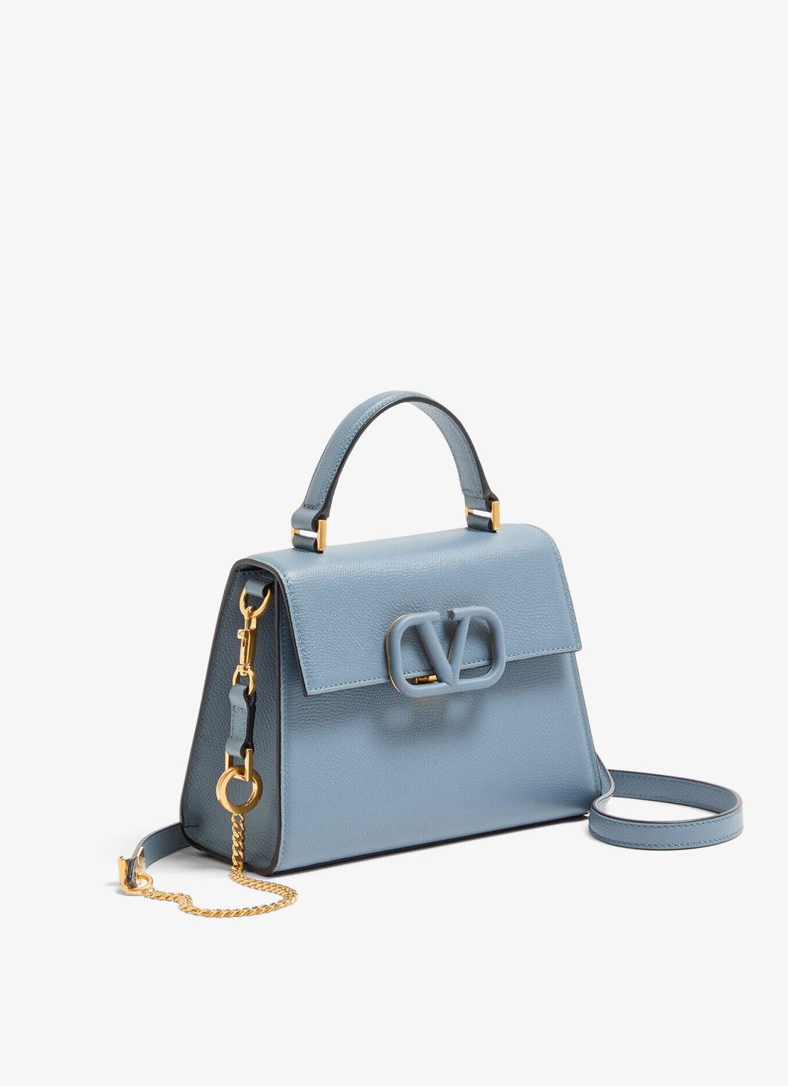 Valentino Garavani Small handtas van kalfsleer - detail 2 blauwgrijs