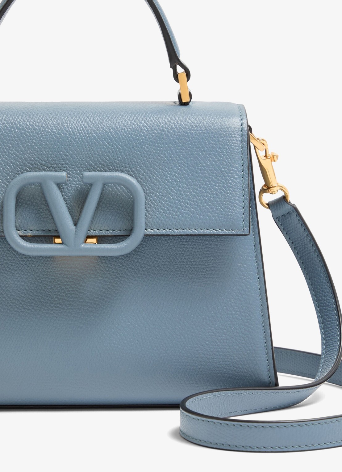 Valentino Garavani Small handtas van kalfsleer - detail 4 blauwgrijs