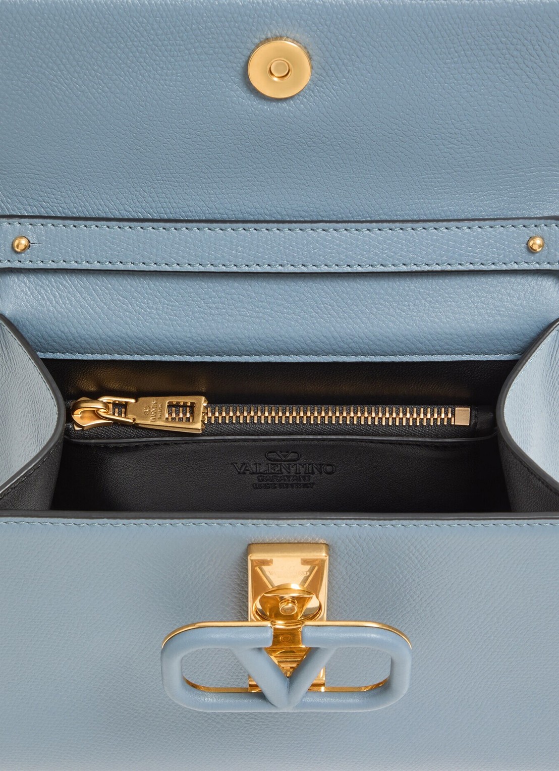 Valentino Garavani Small handtas van kalfsleer - detail 5 blauwgrijs