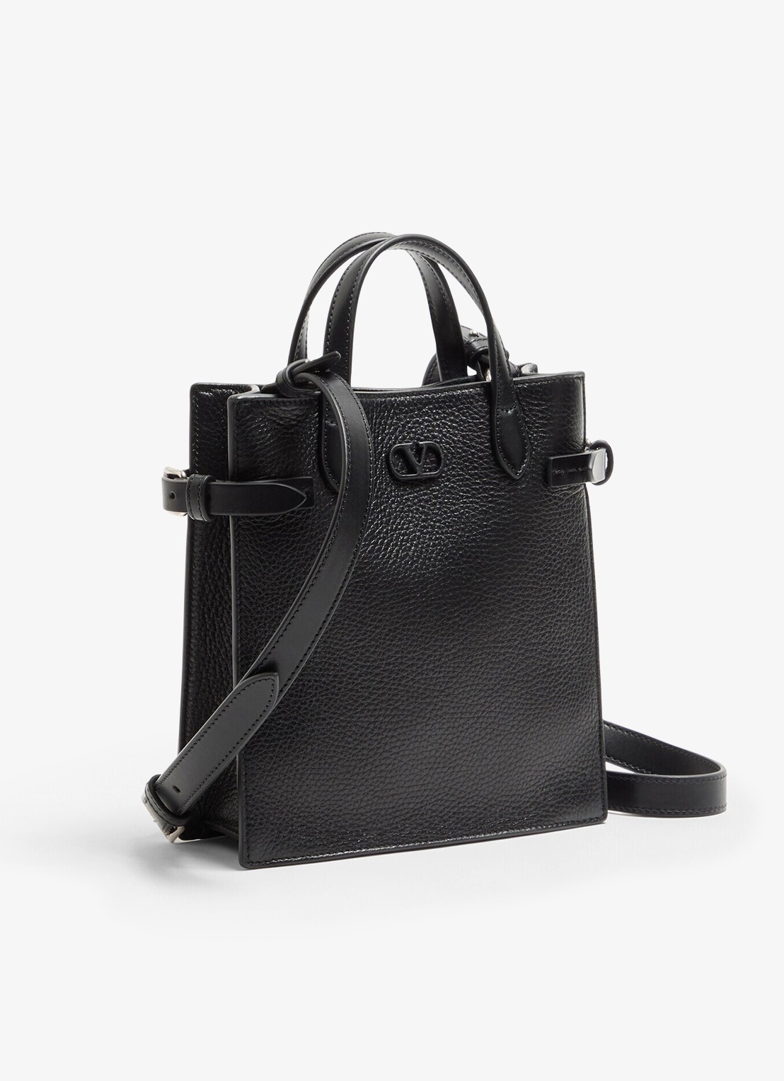 Valentino Garavani Small handtas van kalfsleer - detail zwart