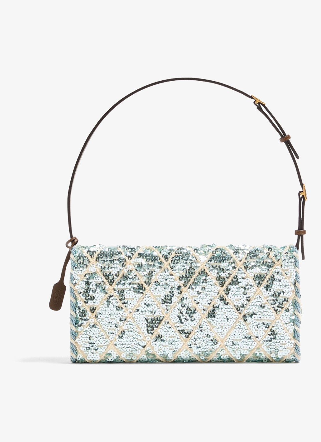 Valentino Garavani Small schoudertas met pailletten en leren details - achterkant 5 blauw
