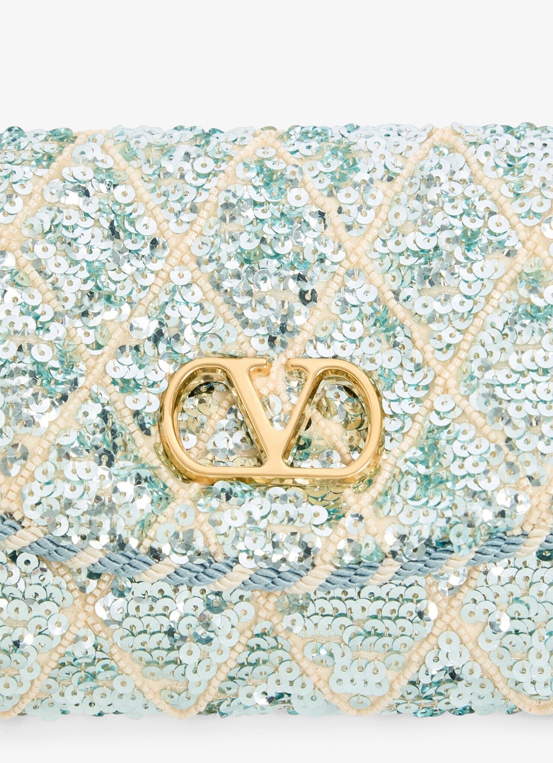 Valentino Garavani Small schoudertas met pailletten en leren details - detail 3 blauw