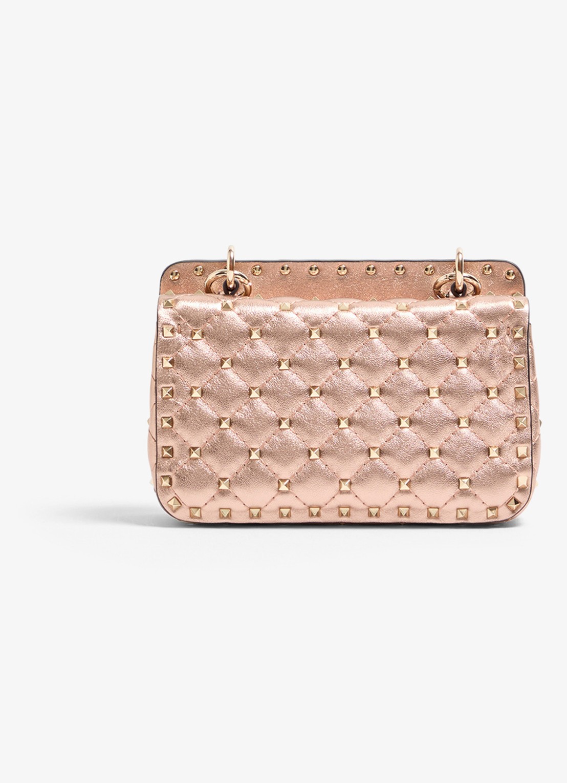 Valentino Garavani Small schoudertas van lamsleer met metallic finish - achterkant 6 oudroze