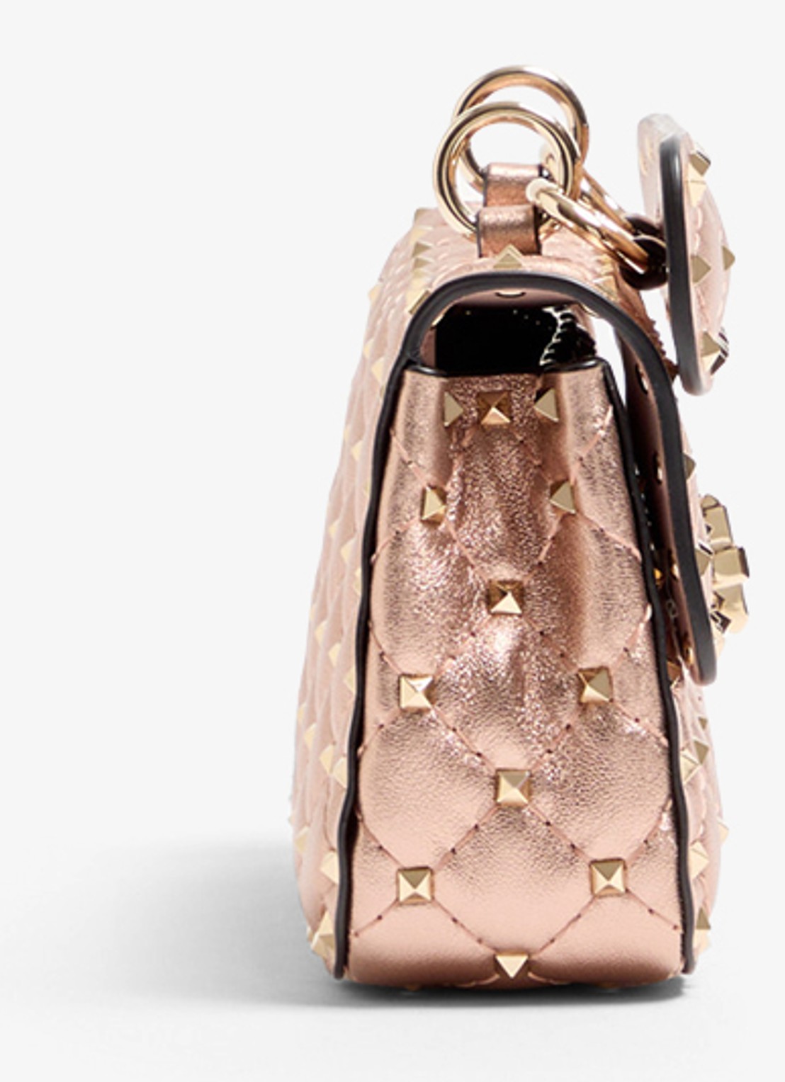 Valentino Garavani Small schoudertas van lamsleer met metallic finish - detail 3 oudroze