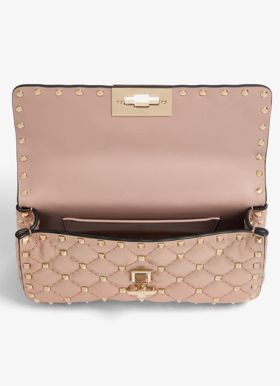 Valentino Garavani Small schoudertas van lamsleer met metallic finish - detail 4 oudroze