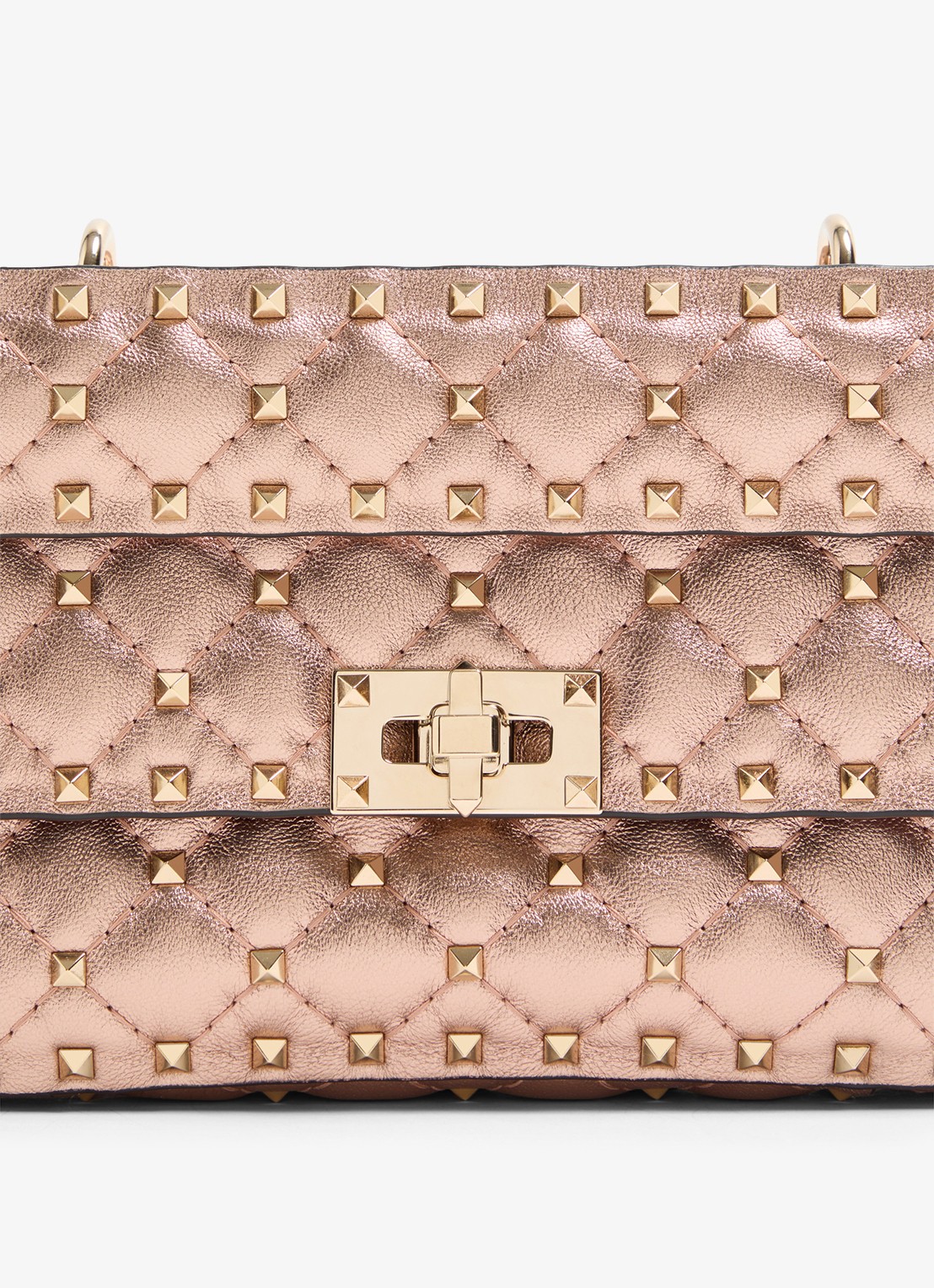 Valentino Garavani Small schoudertas van lamsleer met metallic finish - detail 5 oudroze