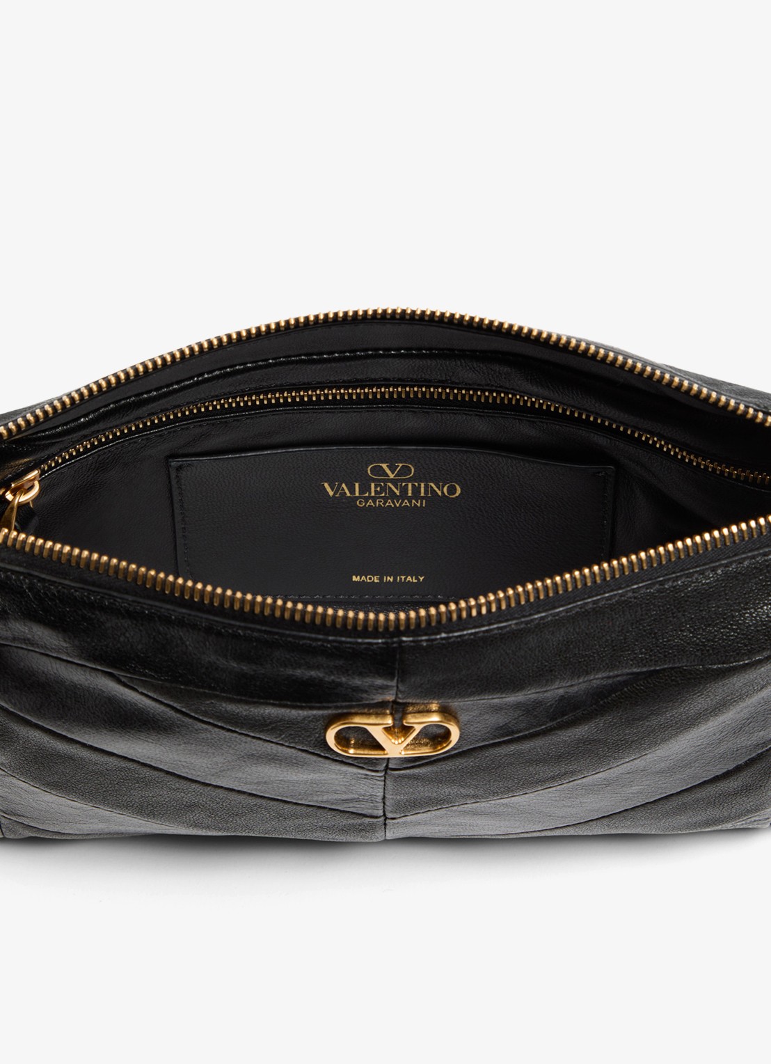 Valentino Garavani Small schoudertas van lamsleer - detail zwart