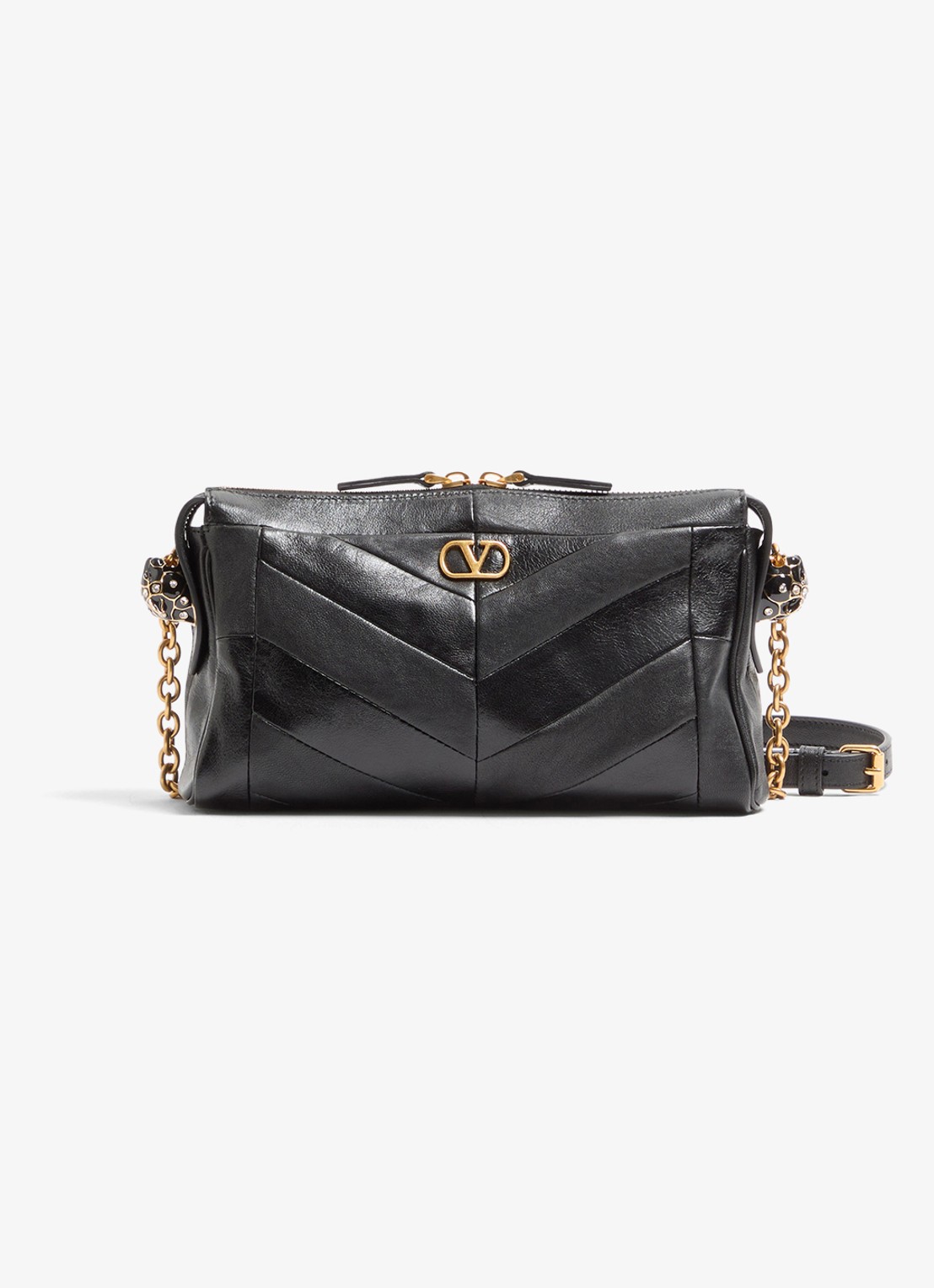 Valentino Garavani Small schoudertas van lamsleer - voorkant 4 zwart