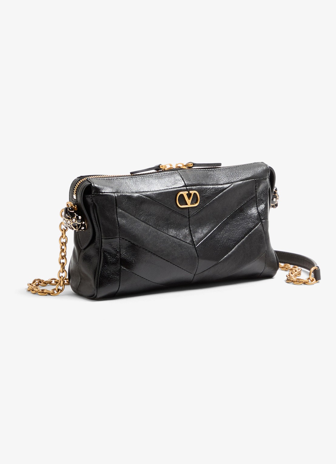 Valentino Garavani Small schoudertas van lamsleer - voorkant 5 zwart