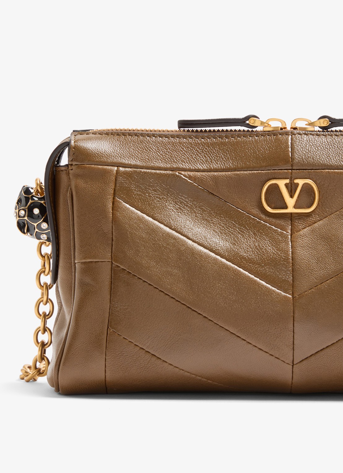 Valentino Garavani Small schoudertas van lamsleer - detail 3 bruin